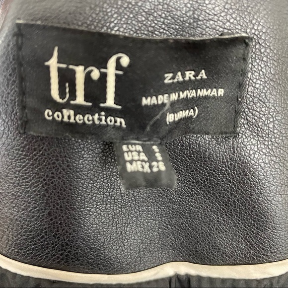 Zara faux leather vegan moto motorcycle jacket black size small zippers - Picture 5 of 8